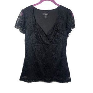 Retro Floral Lace Babydoll Top Black L Fairy Whimsical Romantic Flowy Chic Artsy